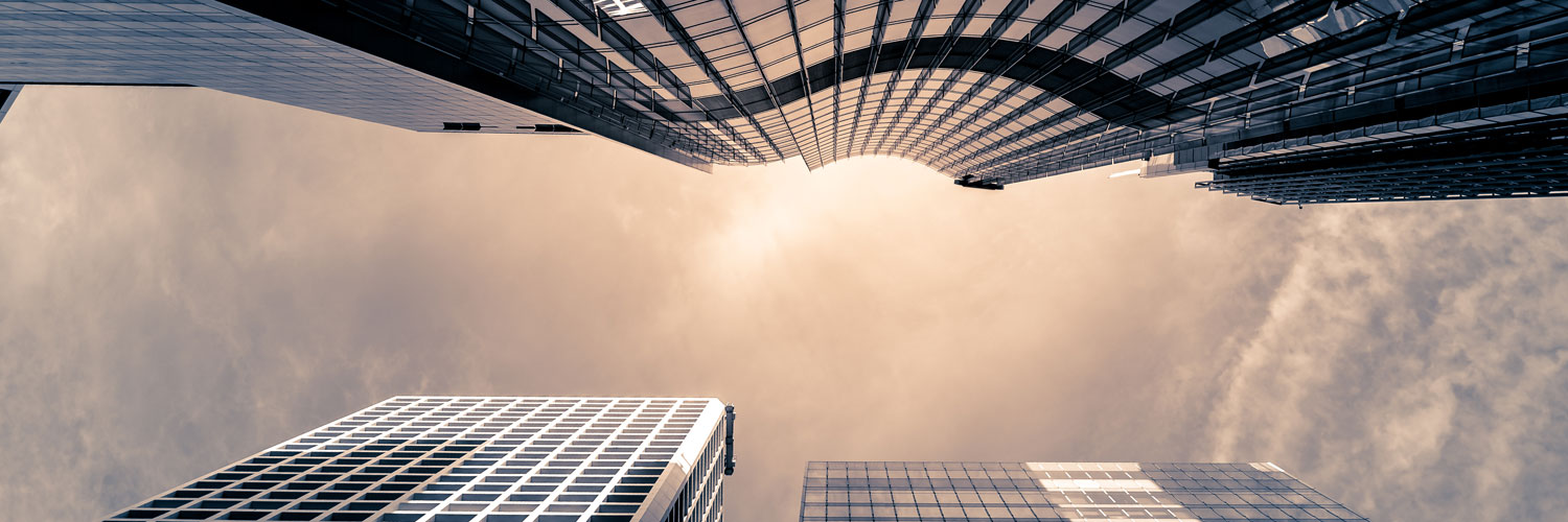 high rise office building with ant view perspective